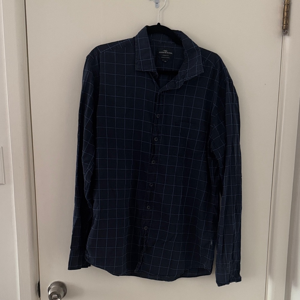Rodd & Gunn Dark Blue Checkered Button-Down Shirt